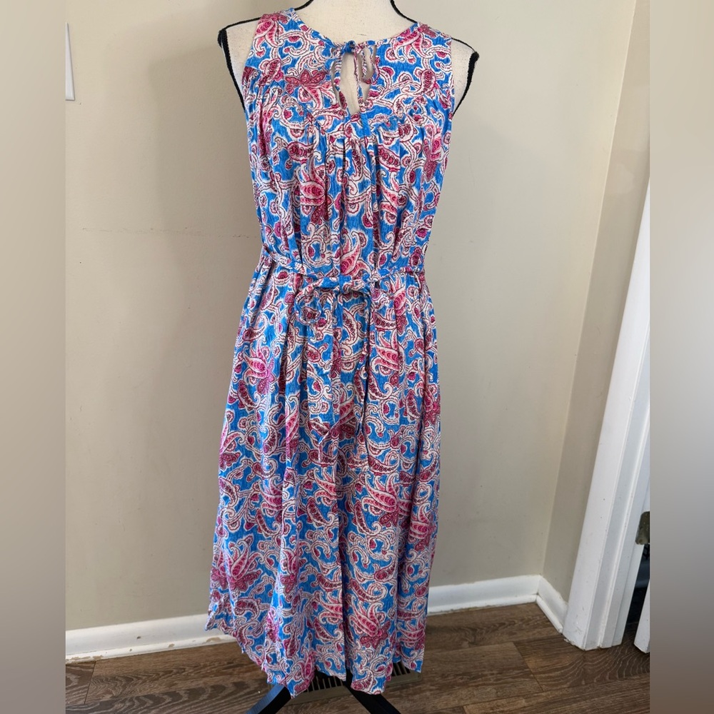 Gap floral paisley sleeveless maxi dress blue pink white SZ SM